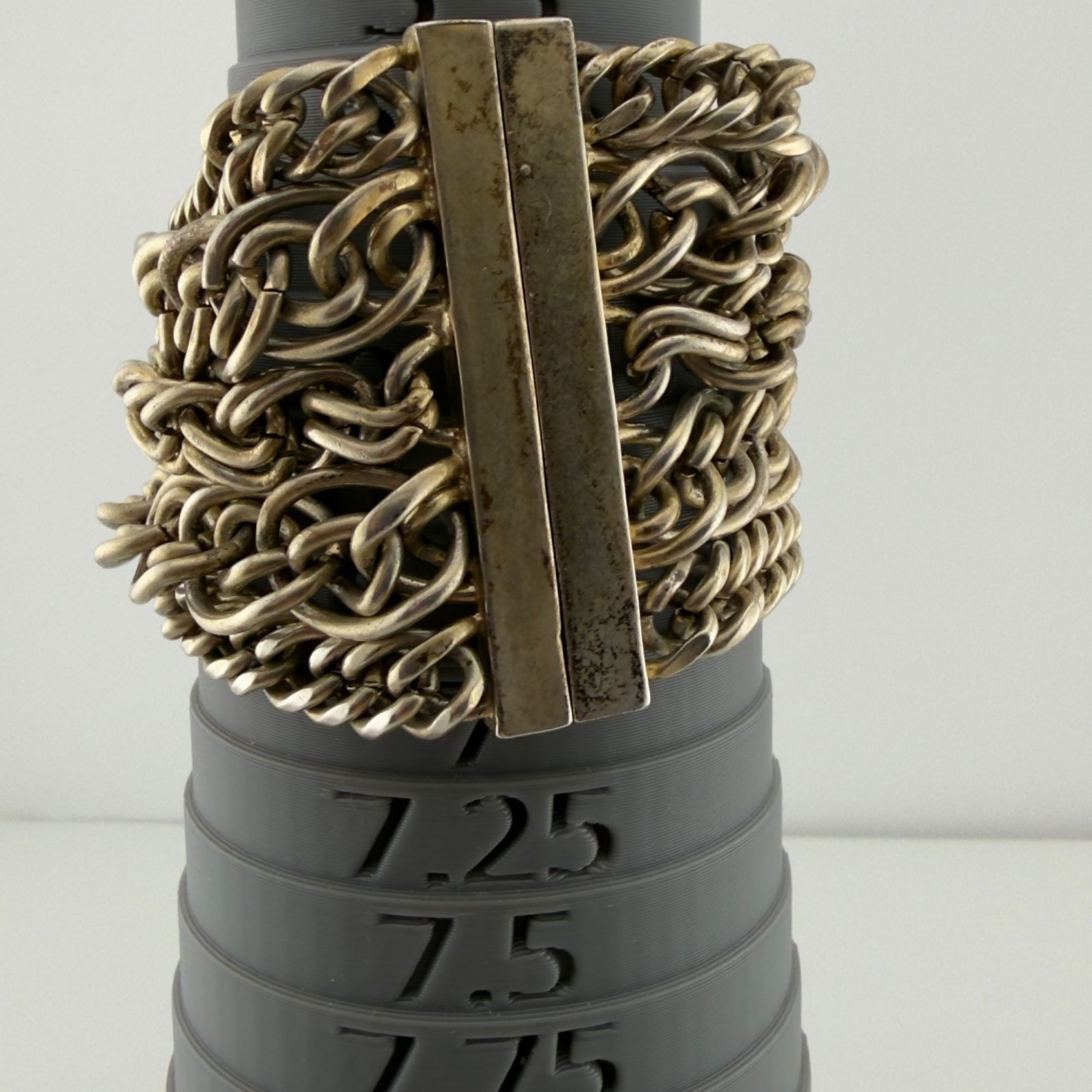 Gold Tone Multi Strand Chain Magnetic Bracelet Wide Chainmail Statement Cuff