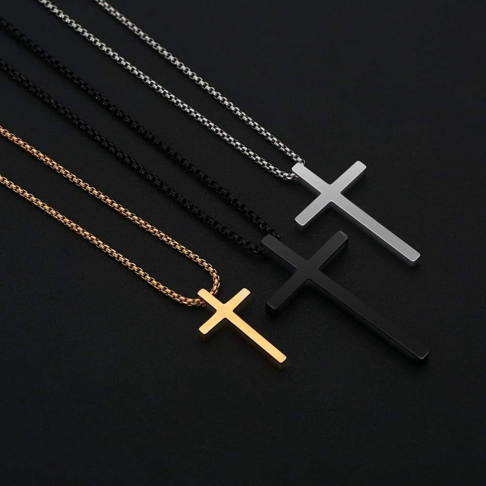 Plain Gold Cross Pendant Necklace – Eco-Friendly Stainless Steel, 20 Inch Length
