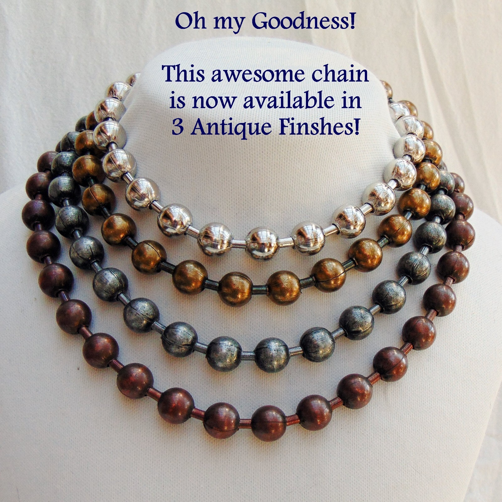 12mm CHUNKY BALL Chain Necklace NEW Colors ~ Dungeon, Medieval Brass, Mystic Red