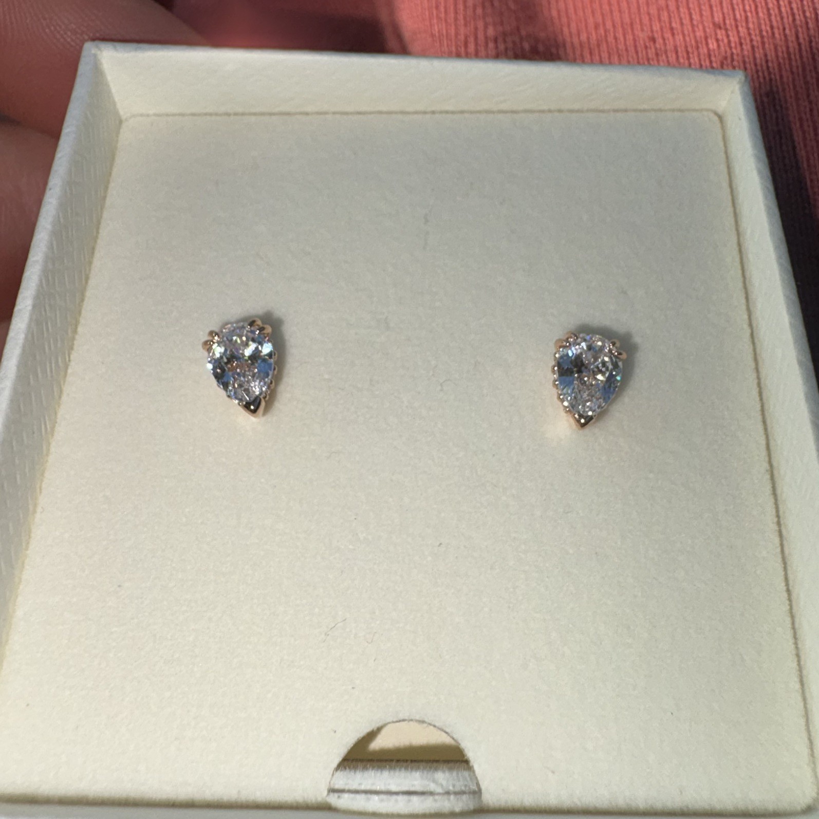 Swarovski Stilla Stud Earrings, Pear Cut, White, Rose Gold Tone Plated 5734248