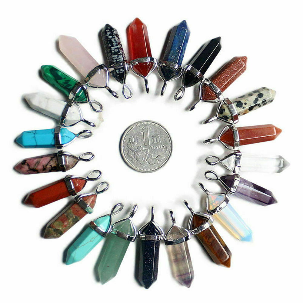 Wholesale! Chakra 16/32/48PC Quartz Crystal Point Stone Necklace Pendant
