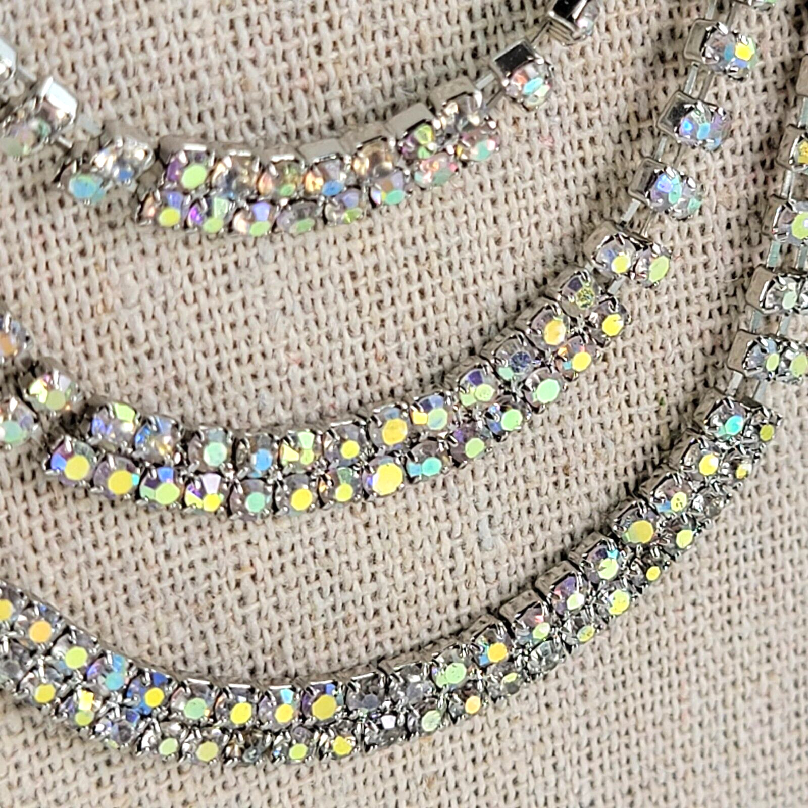 Charming Charlie Silver-Tone AB Rhinestones Layered Tennis Necklace 18.5 in