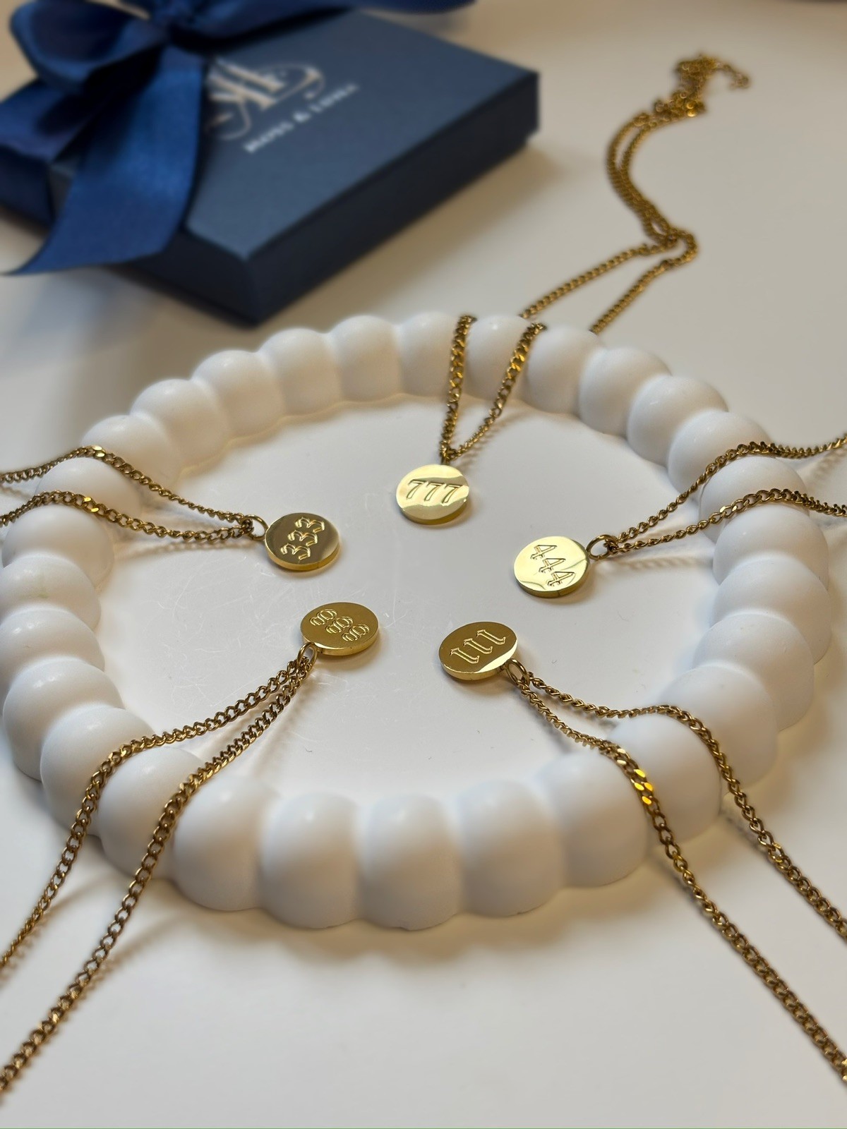 Gold Plated Angel Number Necklace –(111,222,333, 444, 777, 888)