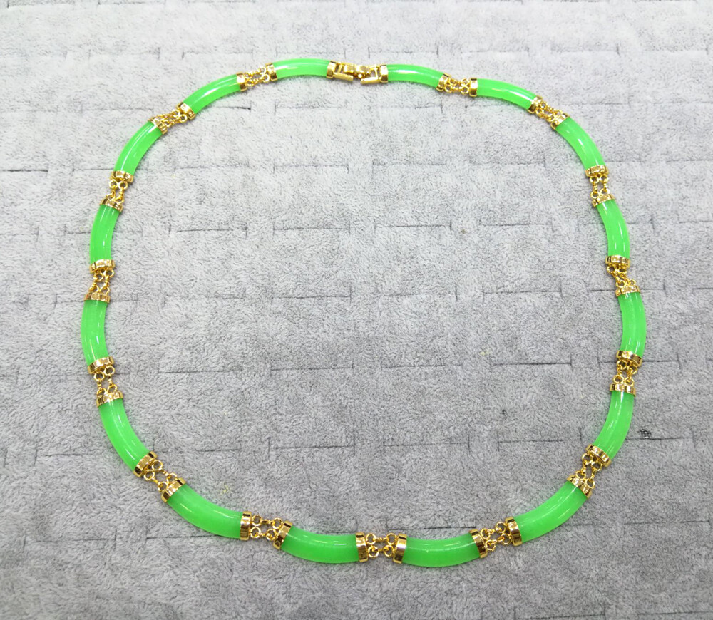 Green Red Purple White Yellow Jade Black Agate Gold Plated Link Necklace Women