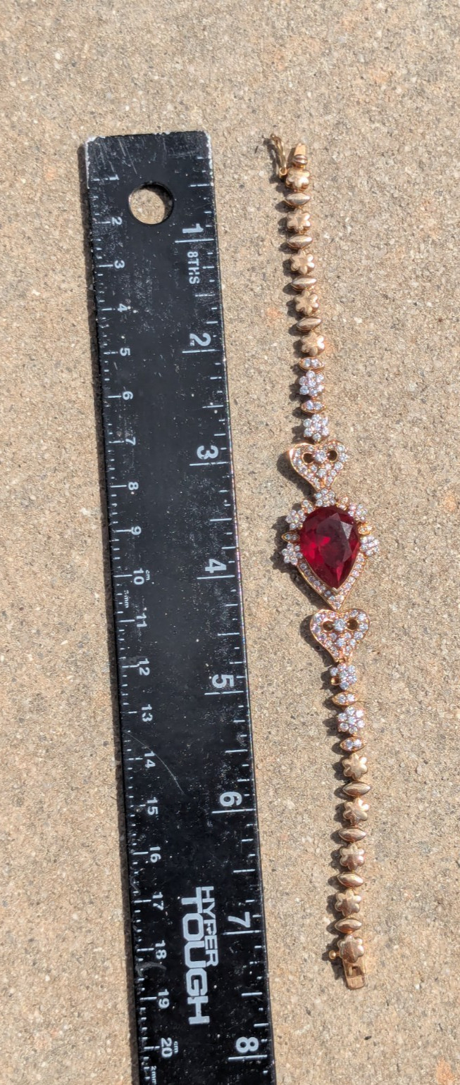 Imitation Ruby & Rhinestones (or CZ) Necklace Bracelet And Ring (sz 8) Set LNWOT