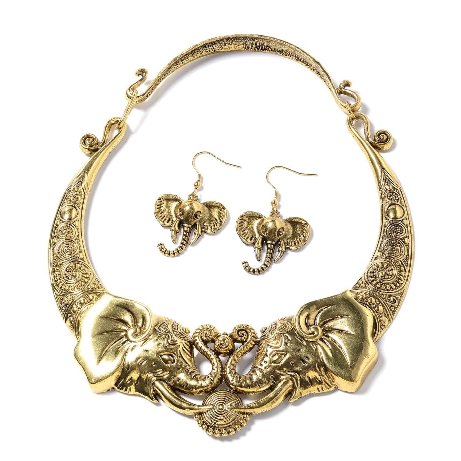 Elephant Earrings Necklace Set Stainless Steel Jewelry For Her Size 16″