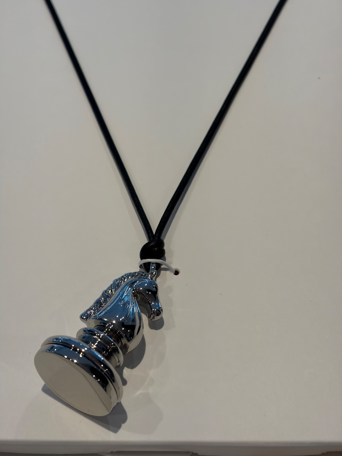 Zara Knight Chess Piece Pendant Necklace NWT Silver Tone Adjustable Cord