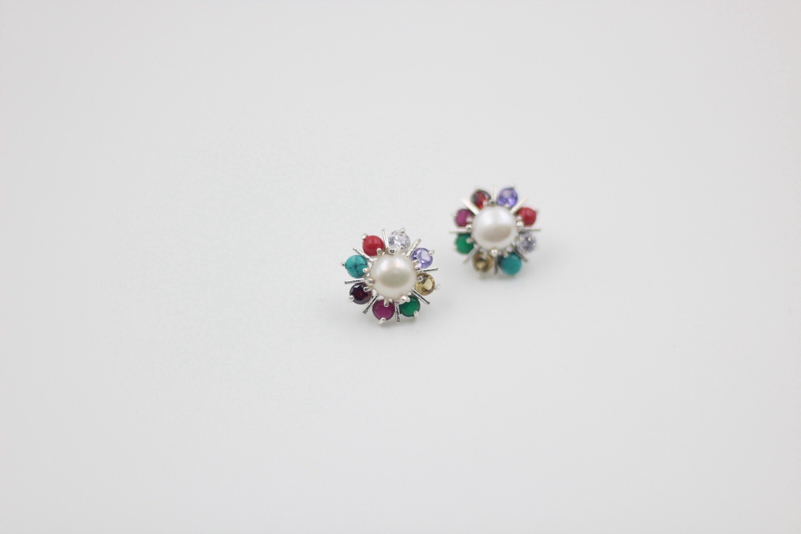 Stud Navratan Earring , Perfect gift for her , Cultural earring , free shipping
