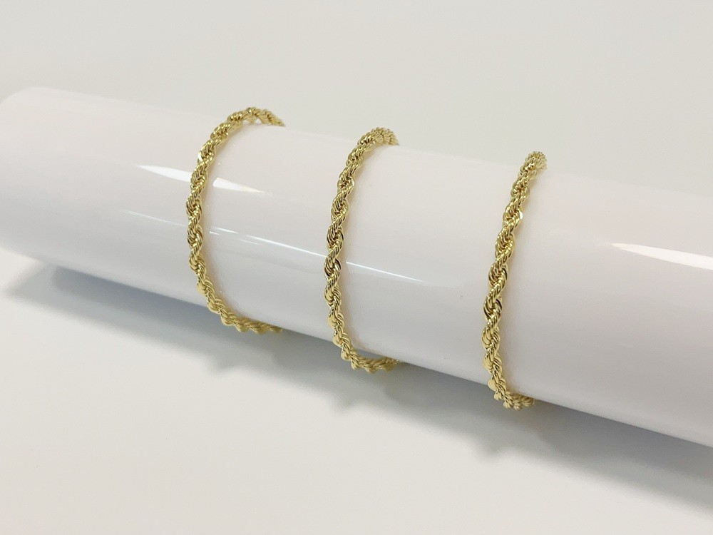 ​10k Yellow Gold 3mm Twisted Rope Chain Necklace 22″ Handcrafted Lobster Clasp