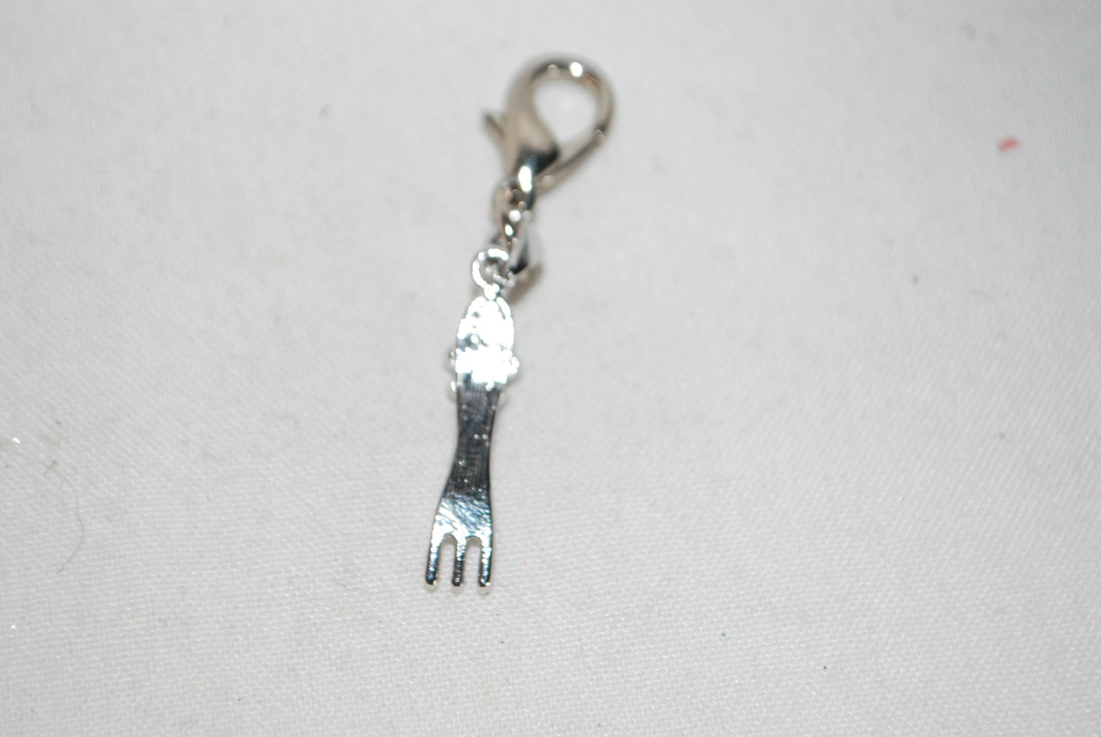 fork charm blue stones silver tone lobster hook dangle charm bracelet