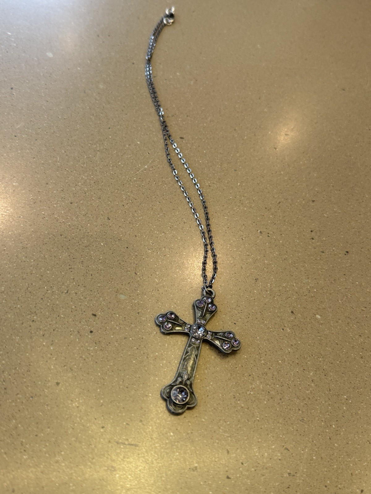 20” Gunmetal Plated Chain Gothic Style Cross Necklace