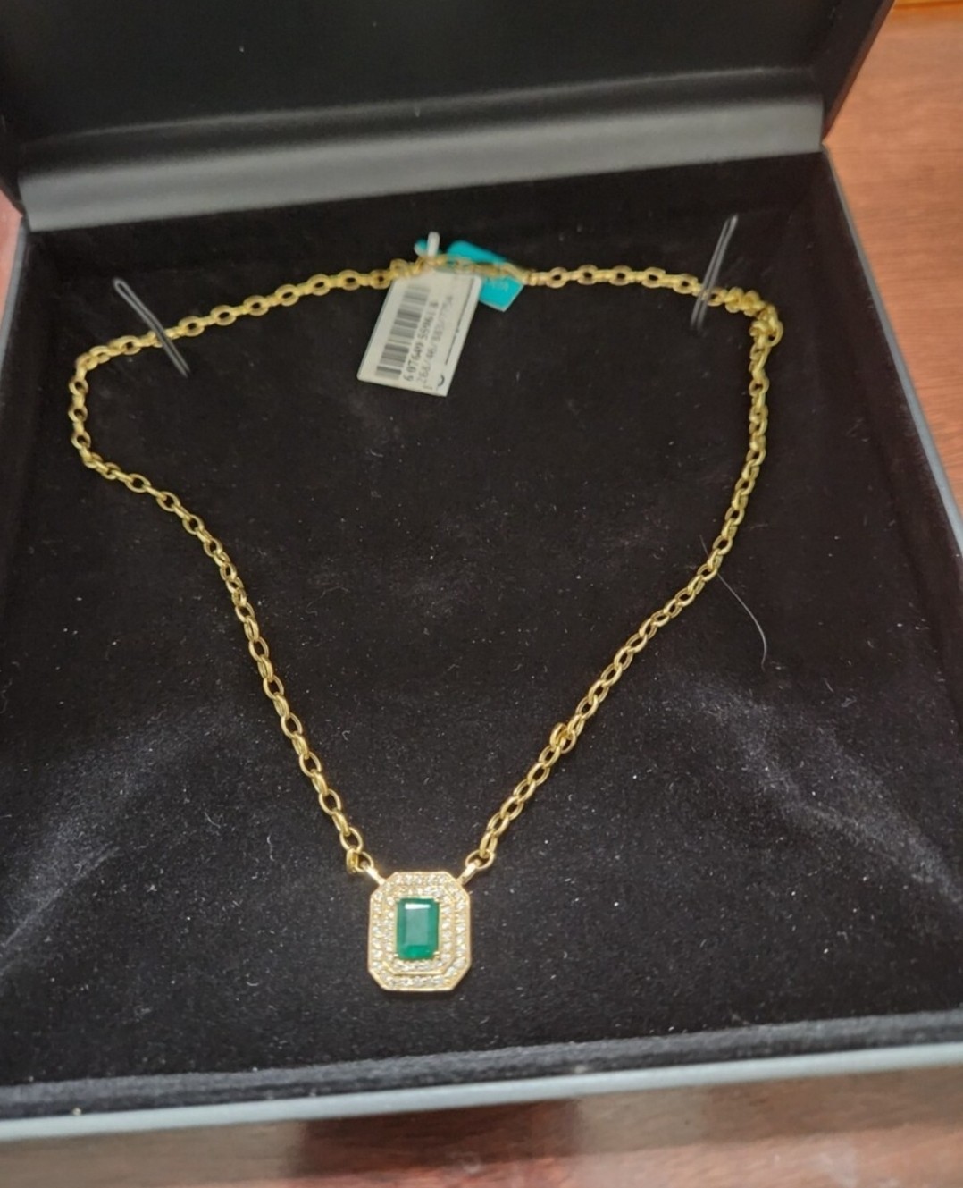 Effy Brasilica 14k Yellow gold with Emerald Rectangle Charm Cable Necklace
