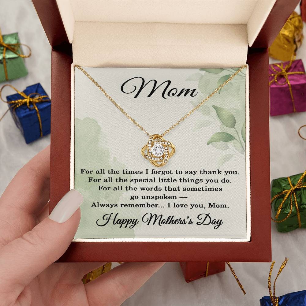 Mother’s Day Love Knot Necklace for Mom – Heartfelt Thank You Gift for Mom with