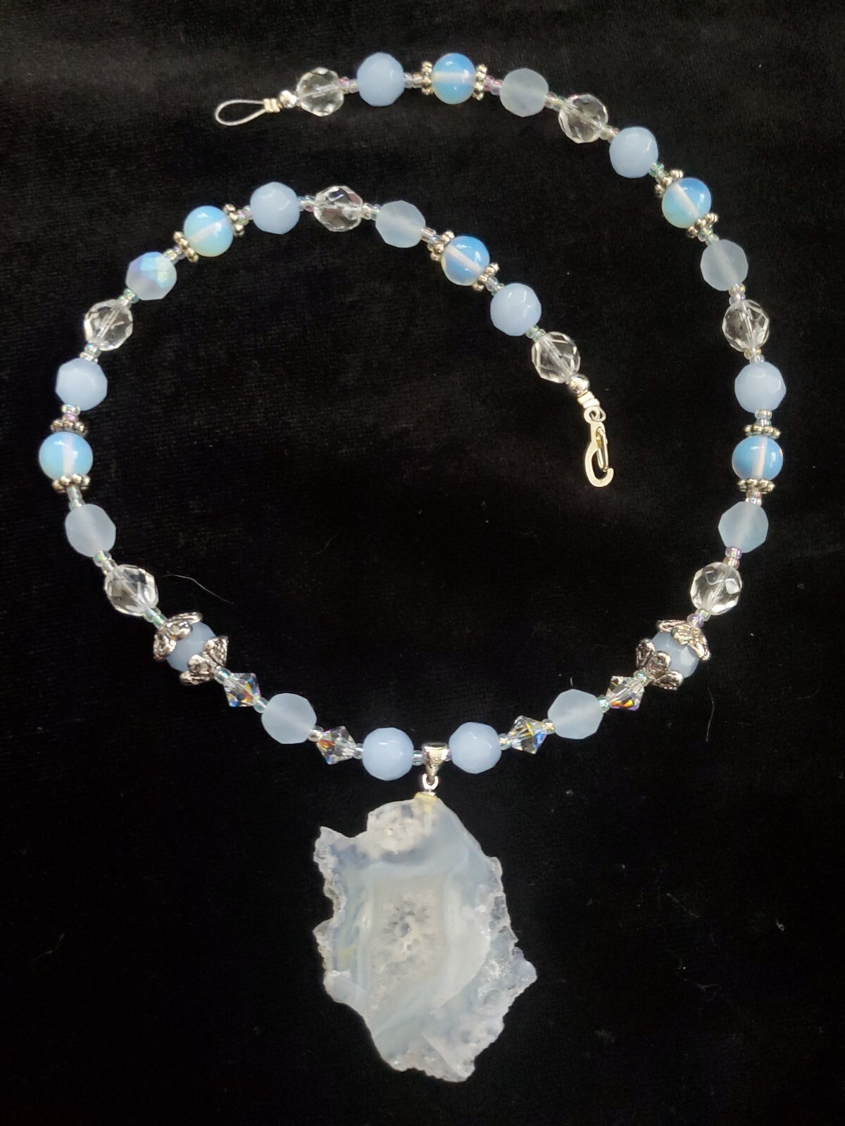 Magical Opalite/Chacadony necklace w/ pendant 17″ Handmade, Great gift 💜