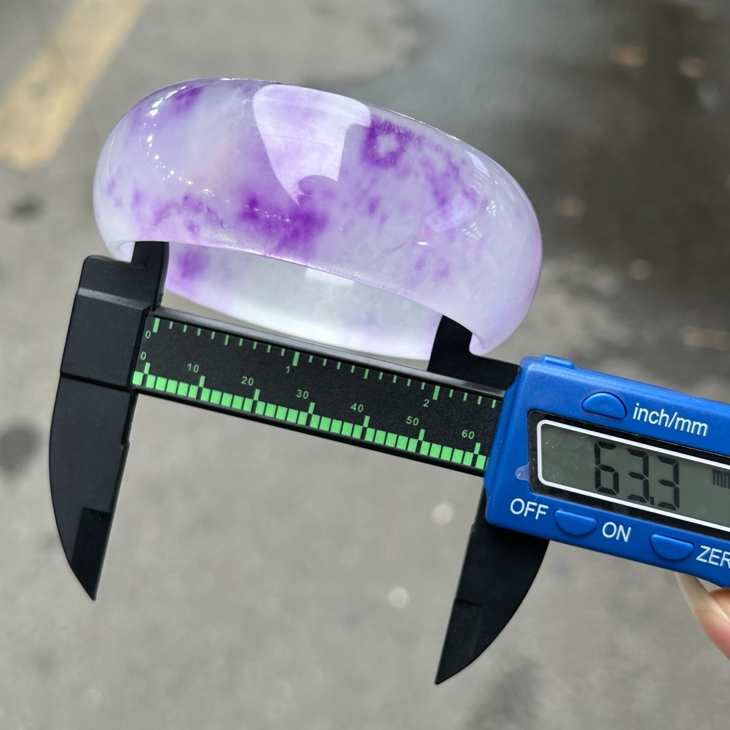 Real Natural Ice Burmese Jade jadeite tyre purple bracelet bangle 63mm