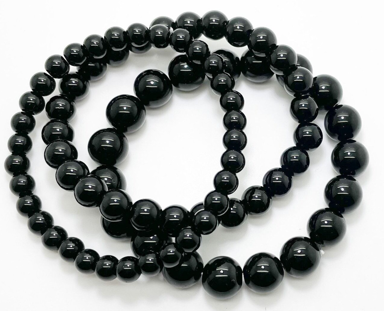 1PC x Handmade Fashion Natural Gemstone Beaded Bracelet (Black Onyx)