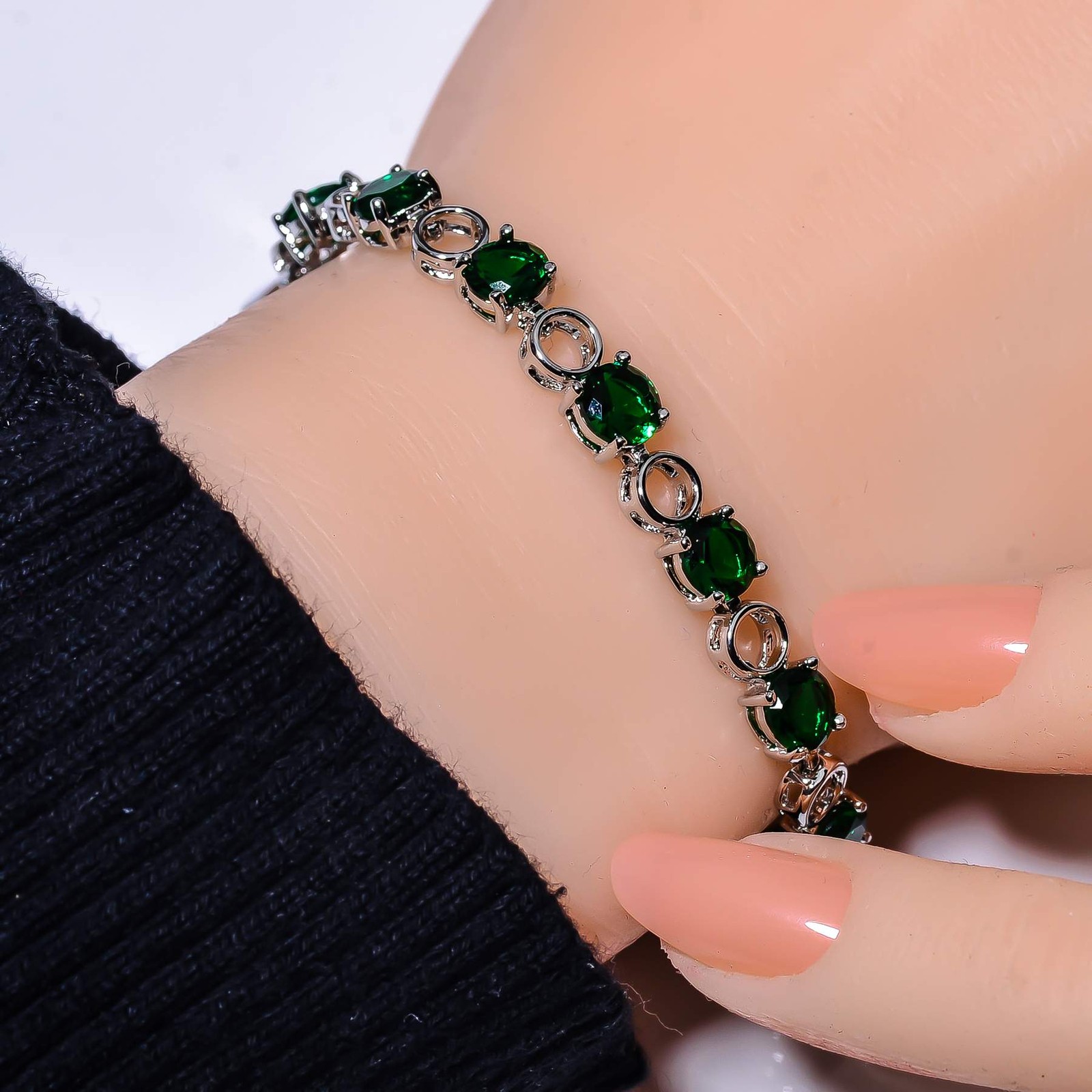 Tsavorite 925 Sterling Silver Tennis Bracelet 7.99″, Christmas Gift B68723