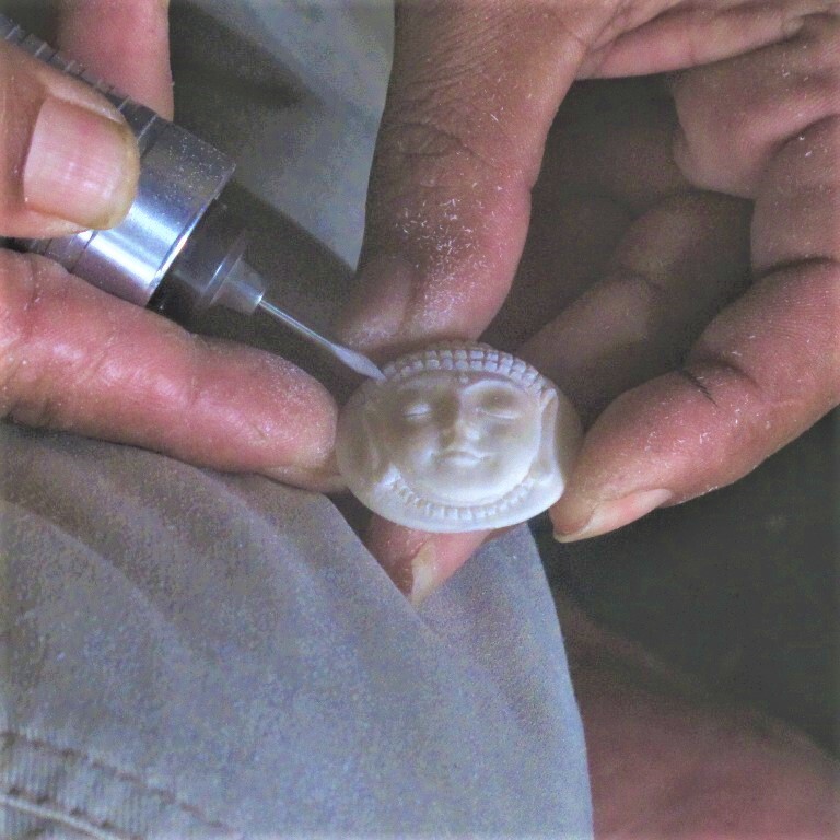 MS Moon and Star Carved Artisan Pendant White Bali Fair Trade