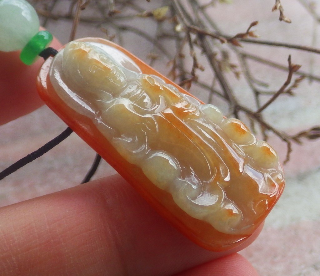 Video Certified Red Natural A Jade jadeite Pendant Guanyin Kwan yin 观音 119266 TS