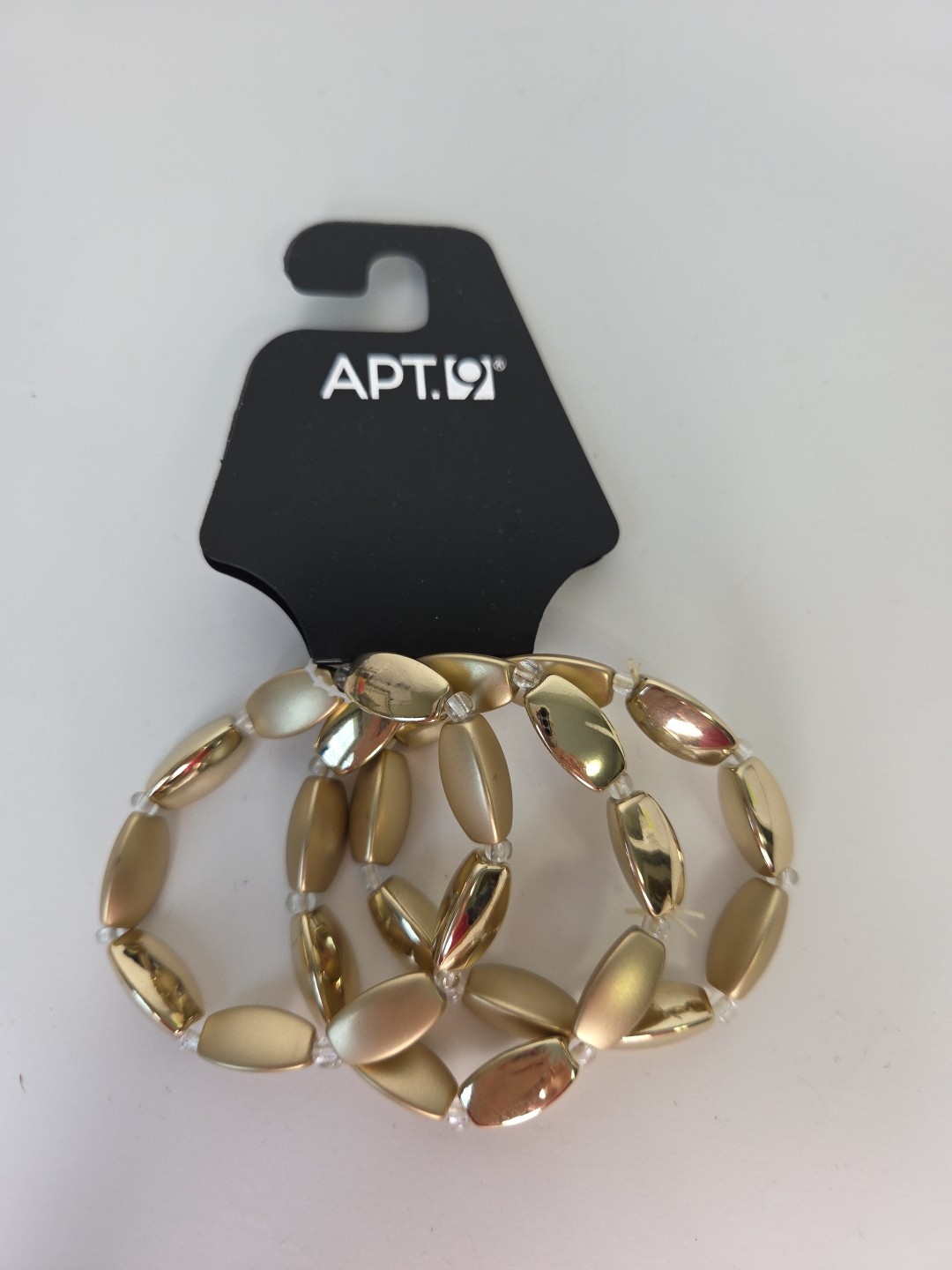 APT. 9 Set Of 3 Goldtone Links Beads Stretch Bracelets NEW