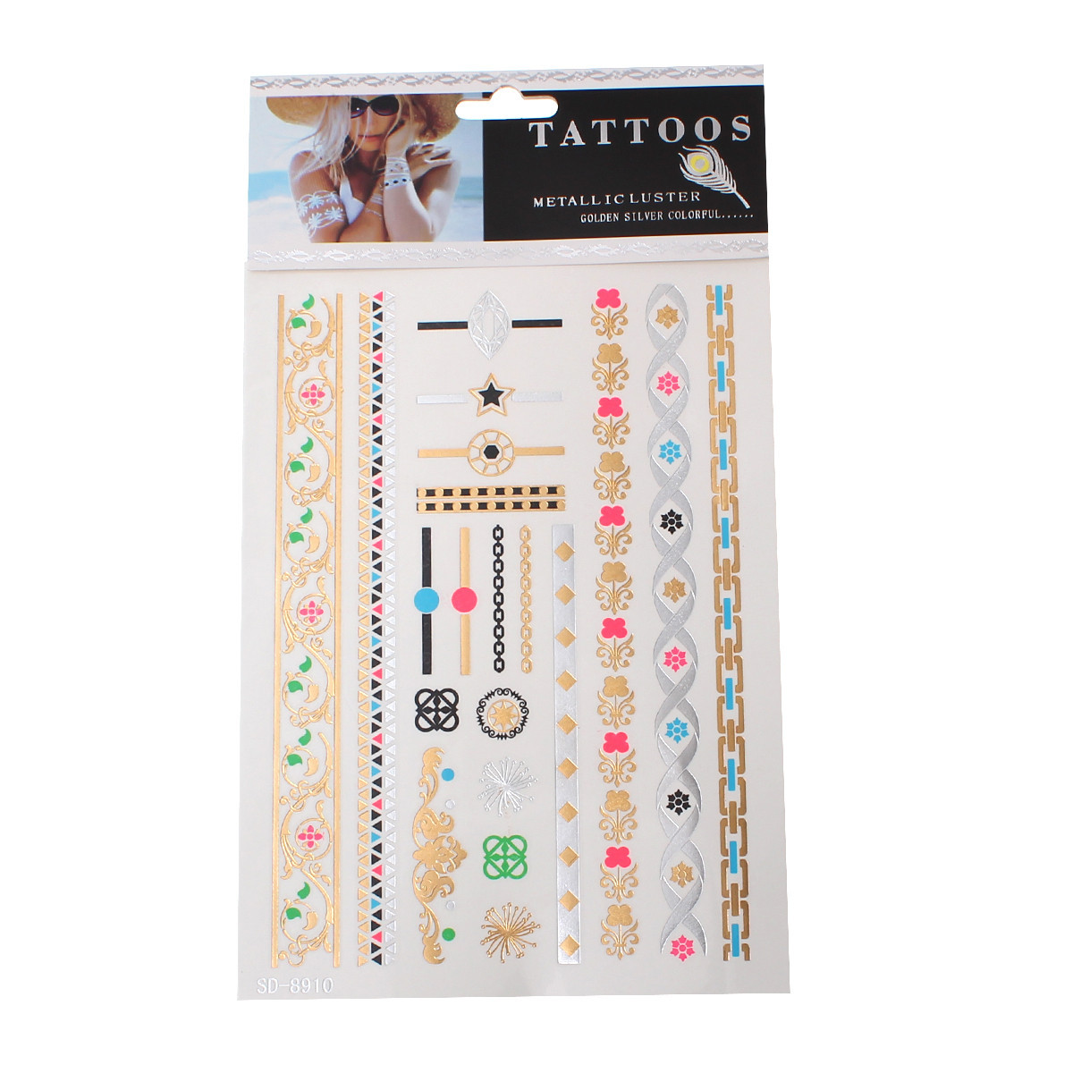 Sexy Sparkles Metallic Waterproof Temporary Tattoo Sticker Body Art Metallic Col