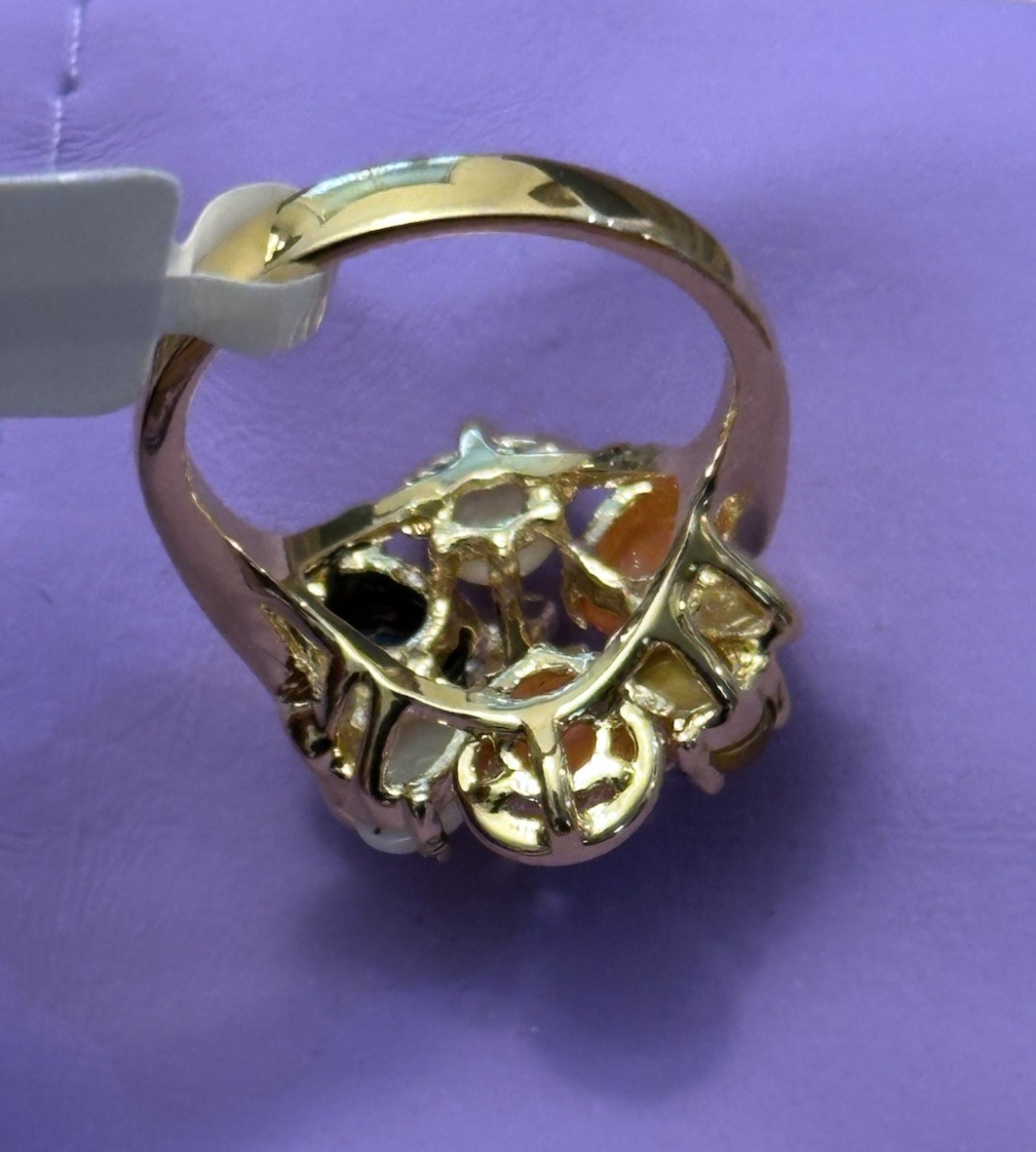 PalmBeach Jewelry by SETA Ring Genuine Gemstone Cluster