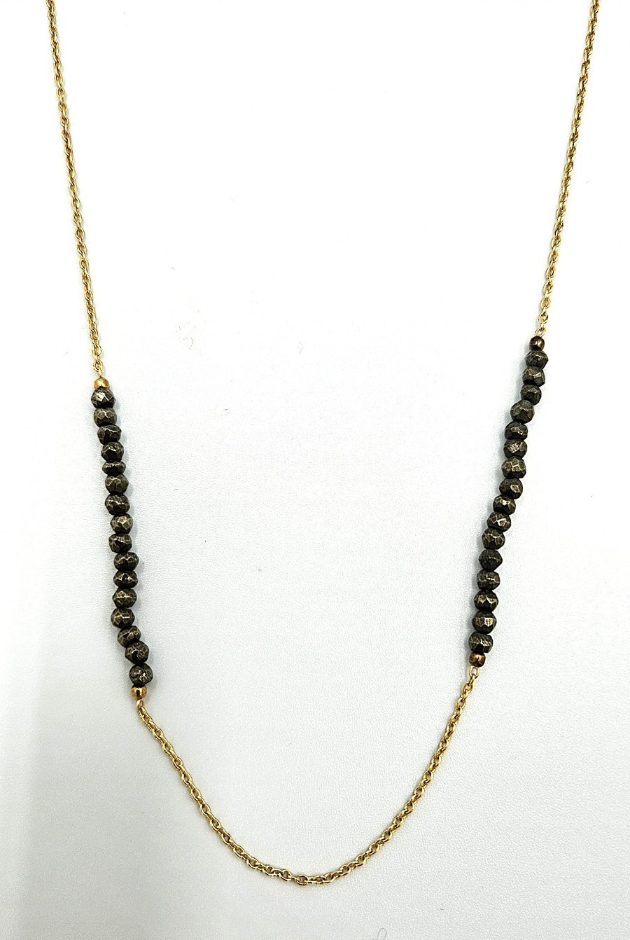 $148 Argento Vivo X6313 18kt Gold Plated & Pyrite Long Beaded Necklace