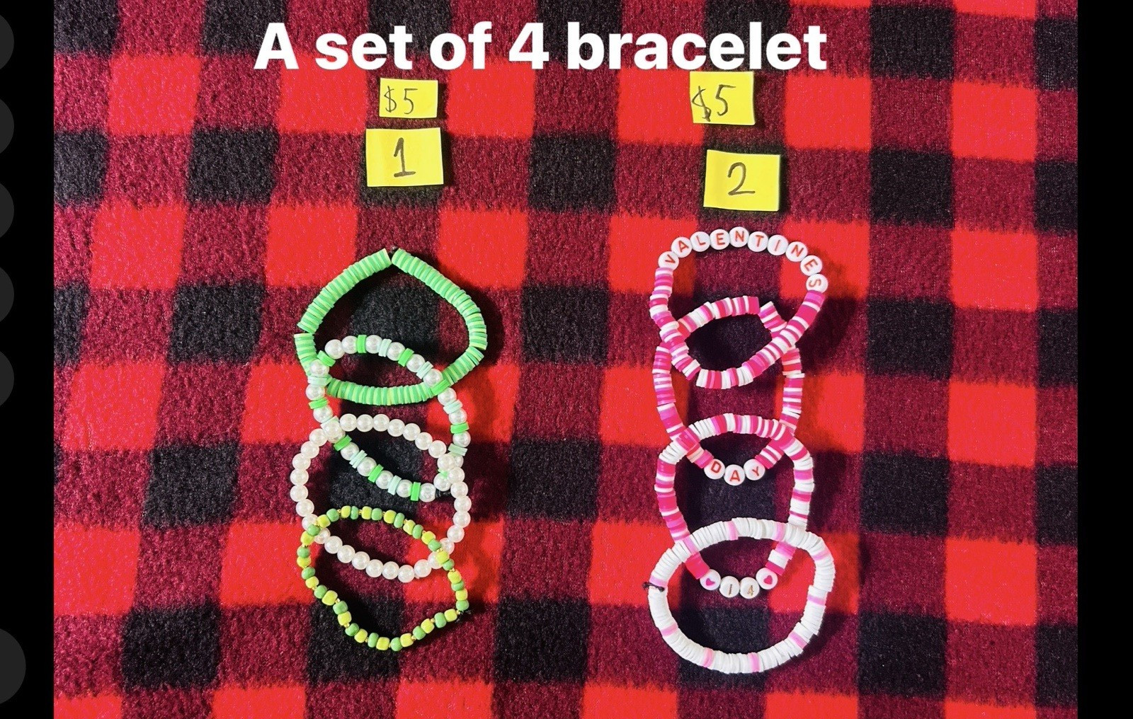 Multicolor Round Beaded Stretch Bracelets Set of 4, Slip-On, $5 per set