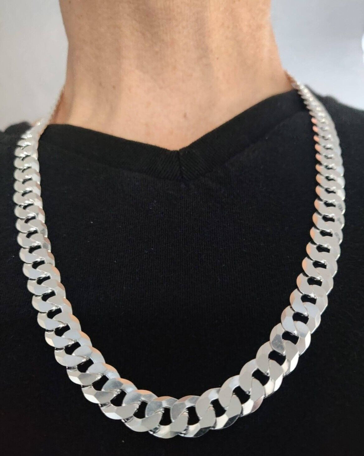 cadena de plata 925 Italiana 26″ larga 10mm 925 silver chain made in Italy
