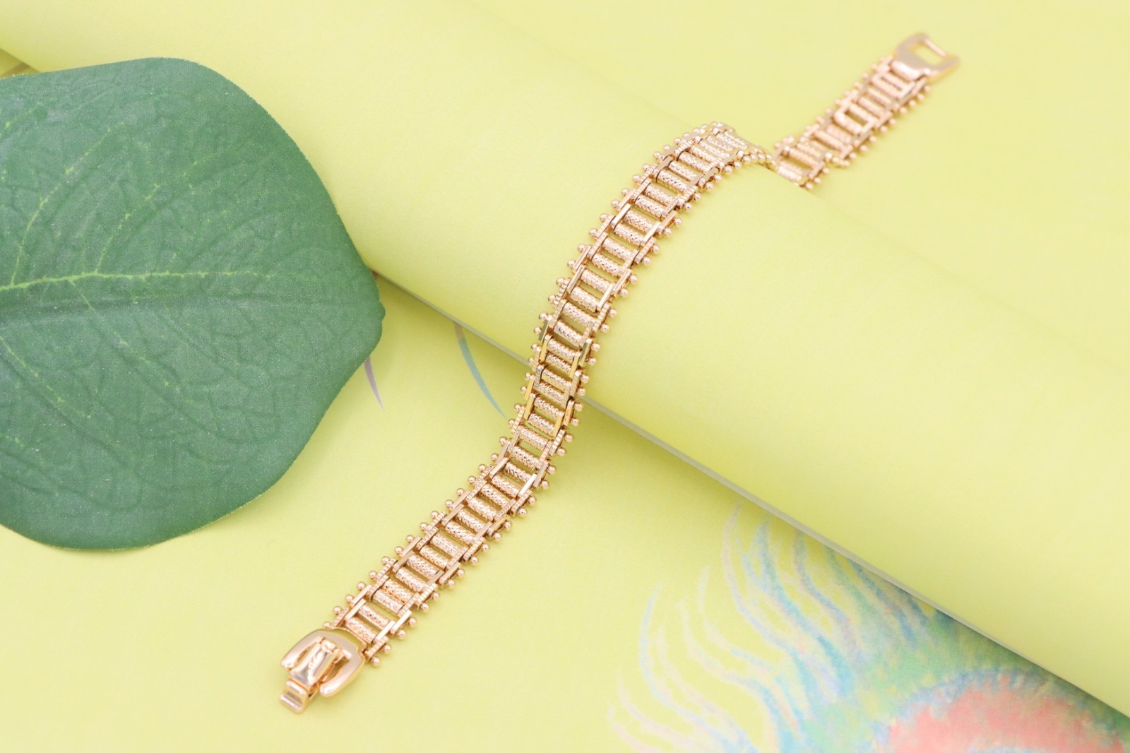 Rose Gold Textured Chain Bracelet in High-Polish Finish, XPBL1146