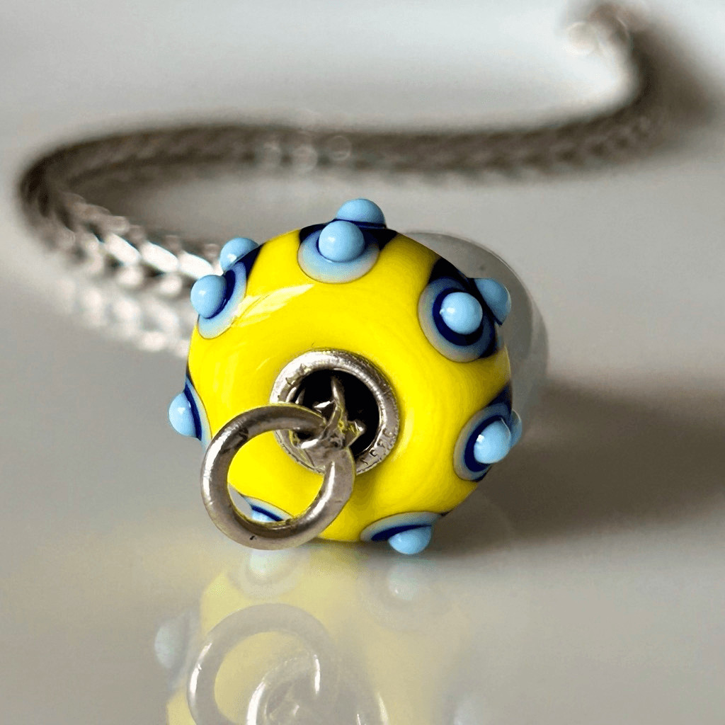 TROLLBEADS Yellow Blue Bumpy Unique LAA 925S w SzilvaBeads Blue Crazy Lace Agate