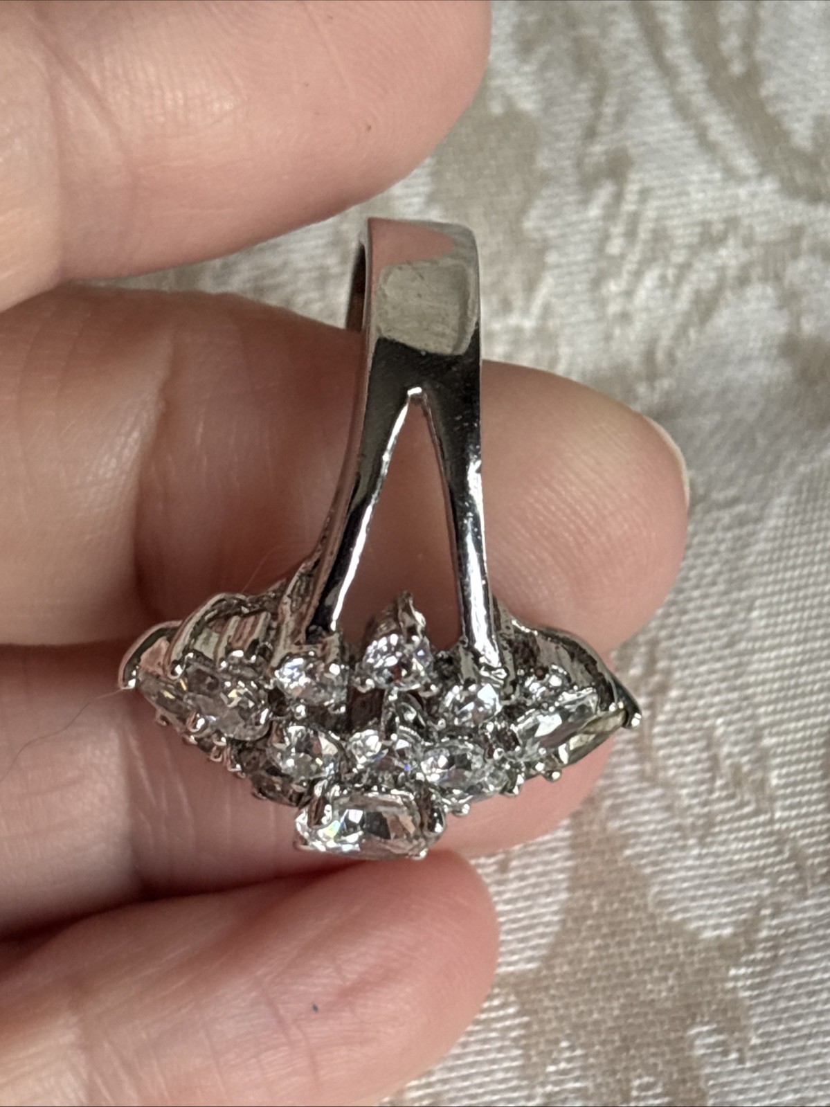 Park Lane Incredible Ring Size 8 Vintage Retired Silver Tone Cz Cluster See Pics