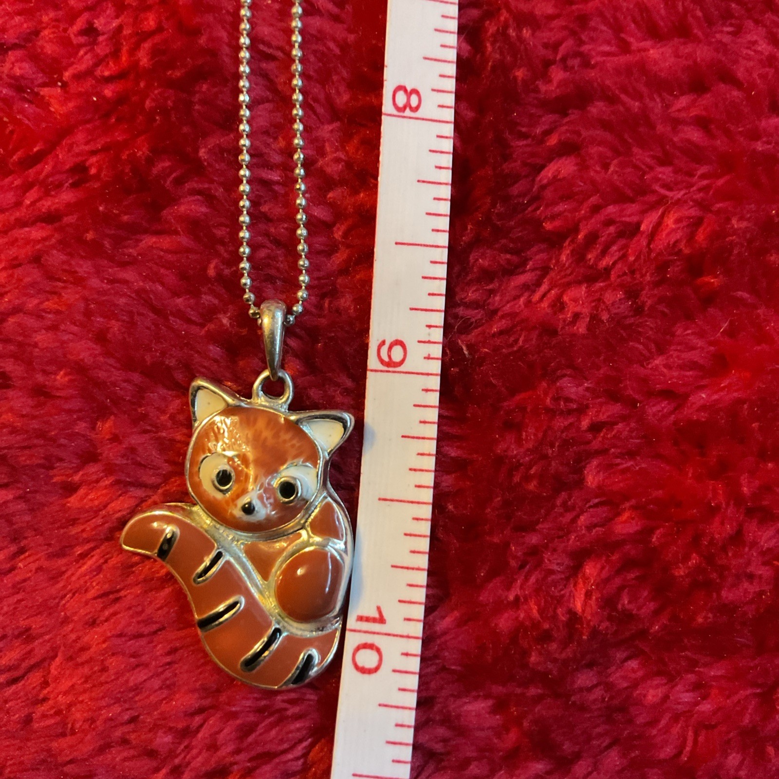 Adult Jewels Red Panda 3D Enamel Pendant Charm 18″ Silver Ball Chain Necklace