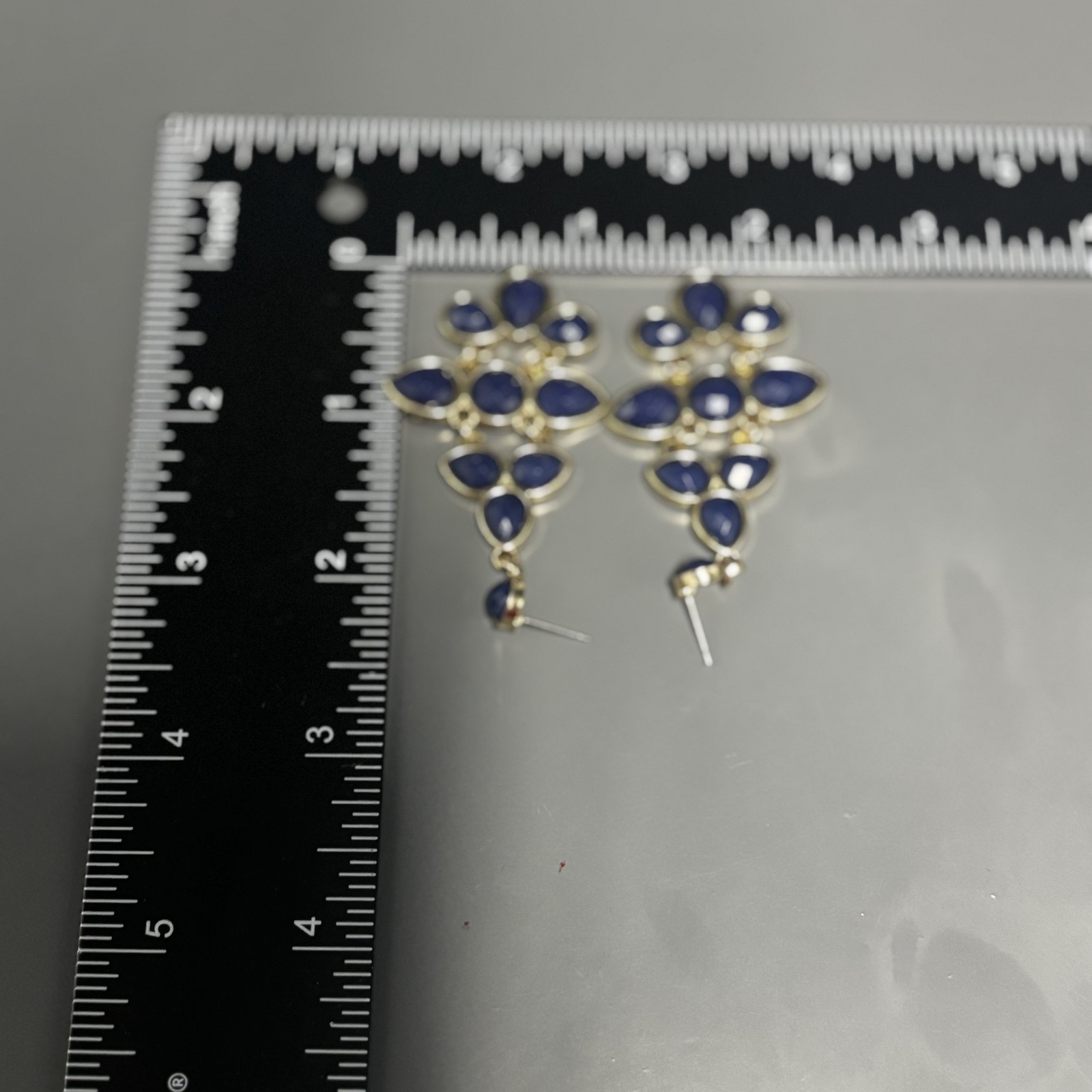Blue Earrings Gold Tone Women’s Chandelier Dangle Drop Faceted Jewelry