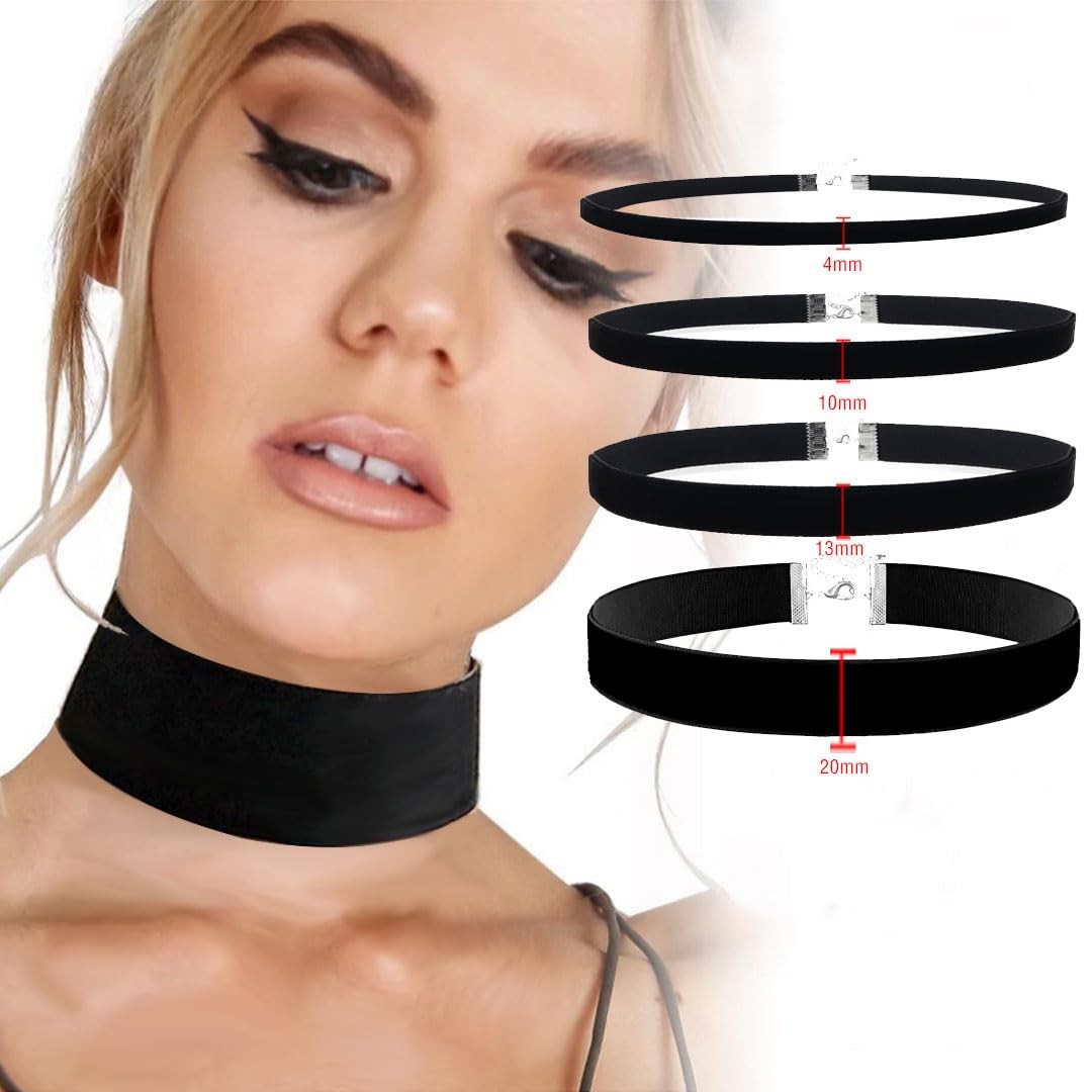 4PCS Black Velvet Choker Necklace for Women Gothic Adjustable Jewelry Set