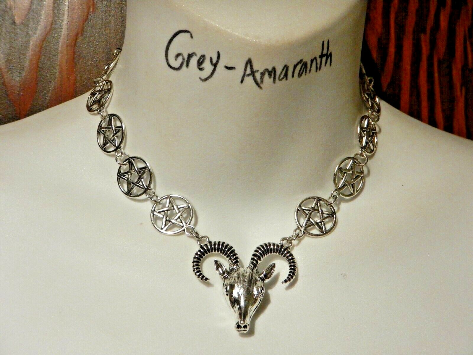 BAPHOMET & PENTAGRAMS CHOKER NECKLACE pentacle goat devil satanic gothic V1