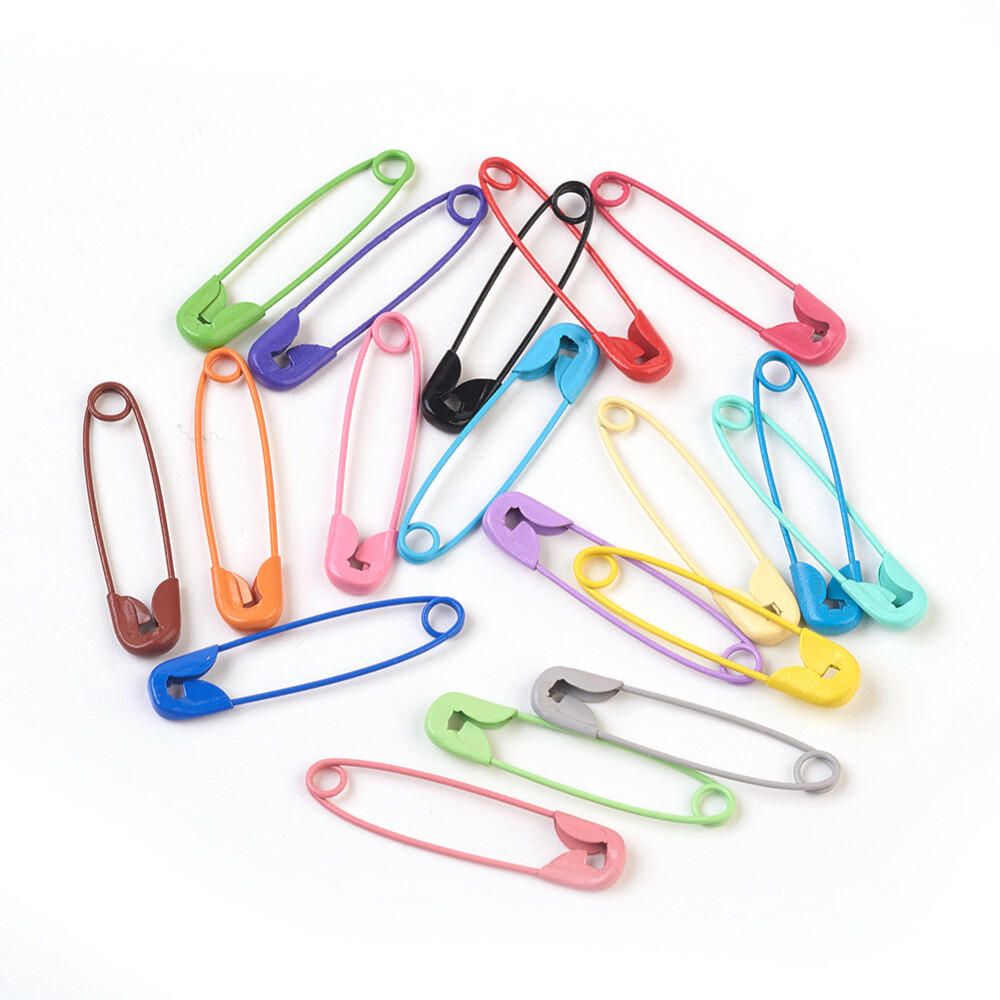 100pcs Iron Safety Pins Mixed Color Platinum Jewelry Finding Making Craft DIY