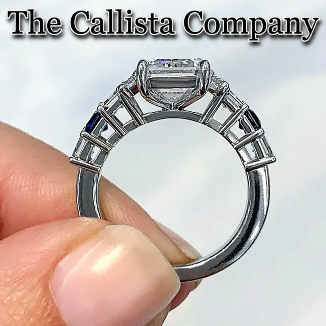 CALLISTA CO. LAB-CREATED 5.34 CT CLEAR EMERALD CUT 3A+ CZ S925 SILVER RG SZ 6-9✓