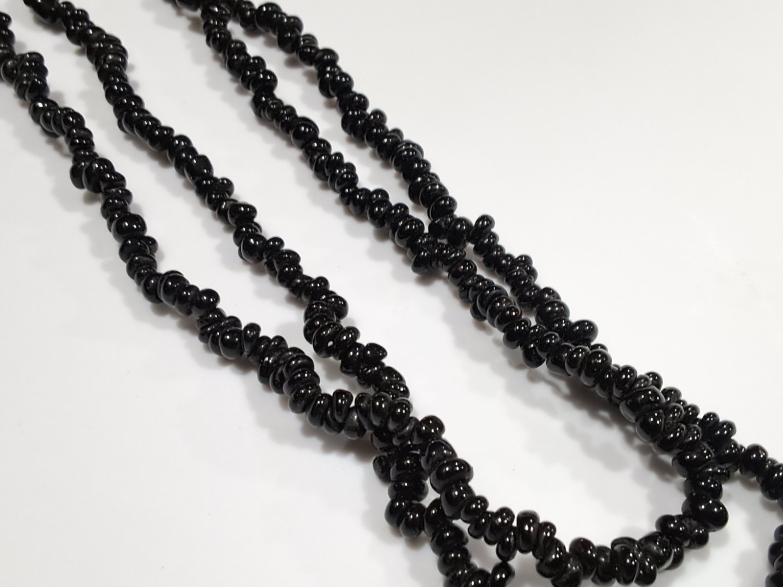 Vtg Black Beaded Necklace Ball/Bead Chain Long Length Over 36in No Stone