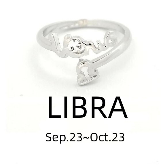 Silver Plated Alloy Leo 12 Constellations Ring Zodiac Adjustable Opening #044