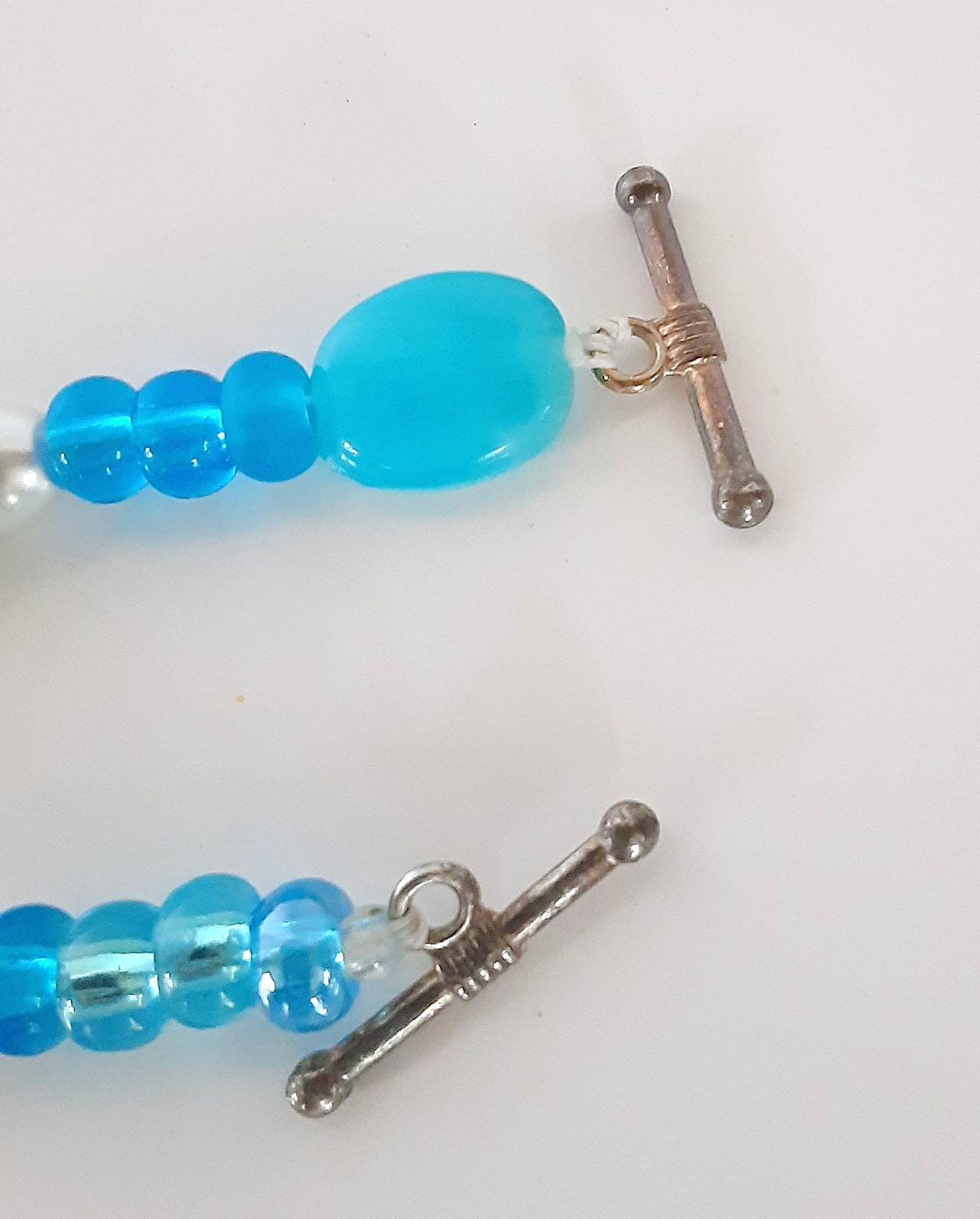 Handmade Sister Friends Sea Glass Nautical Charm Beaded Ankle Bracelet Set (Two)