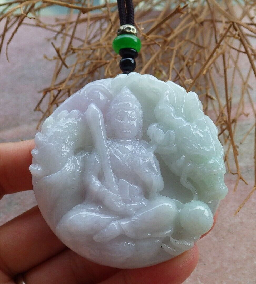 Certified Green Natural A JADE Jadeite Pendant Dragon Guan Yin Kwanyin 406392