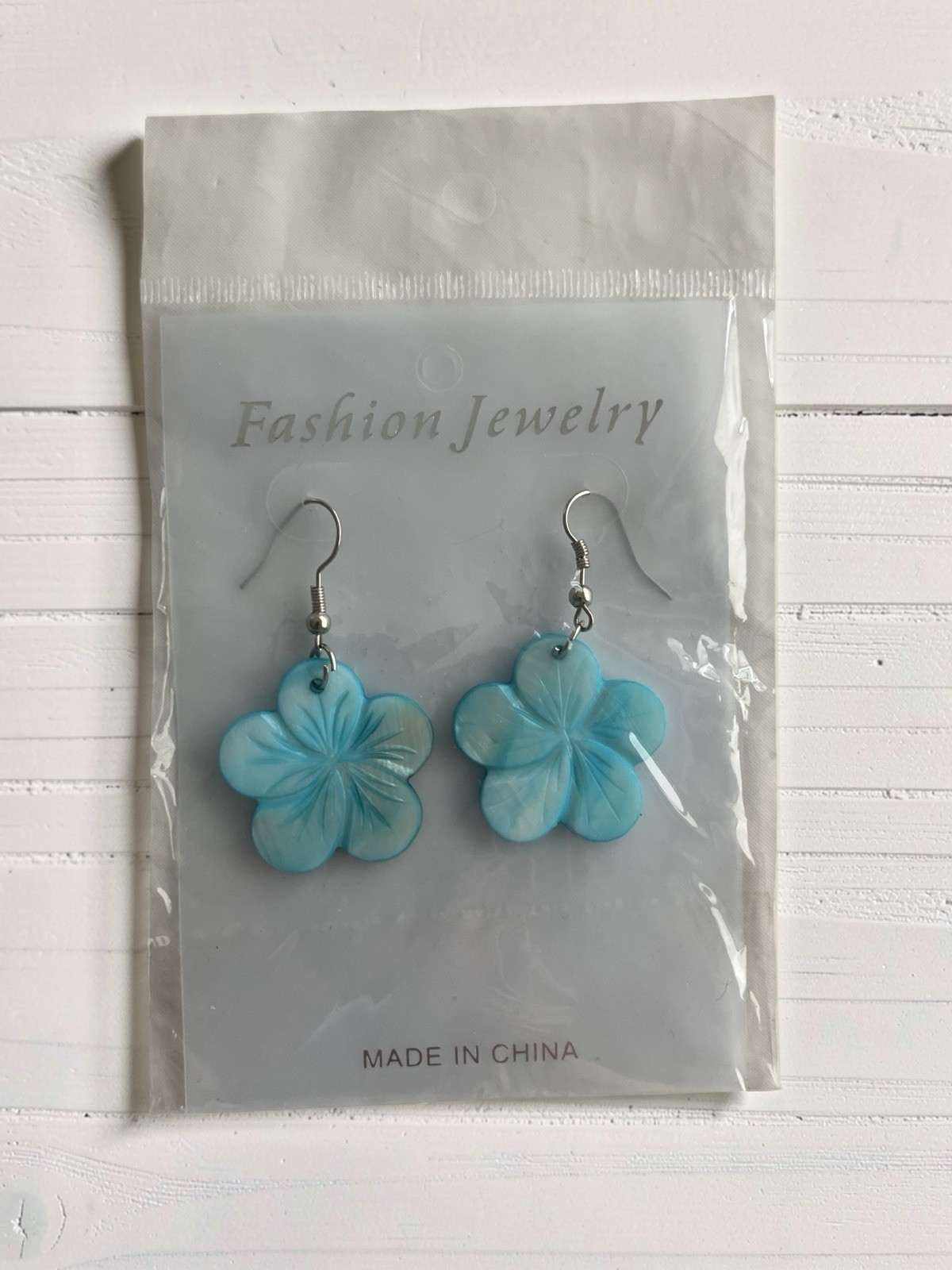 Floral Flower Dangle Pierced Earrings Blue Purple Swirl Petal 2 Pair Women New