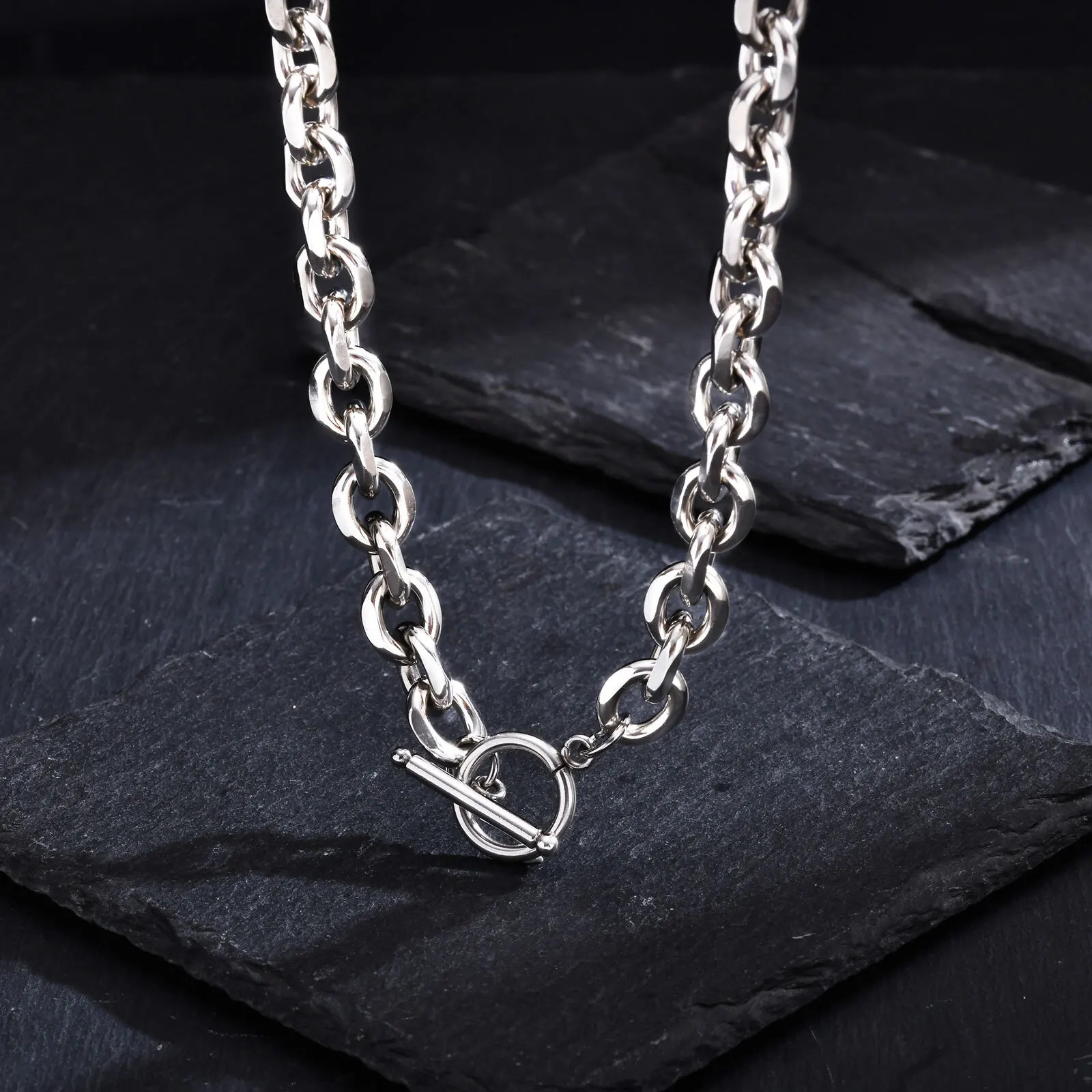 Vnox 9mm Chunky Chain Necklace for Men Women, Thick Rolo Link Chain Collar, Togg
