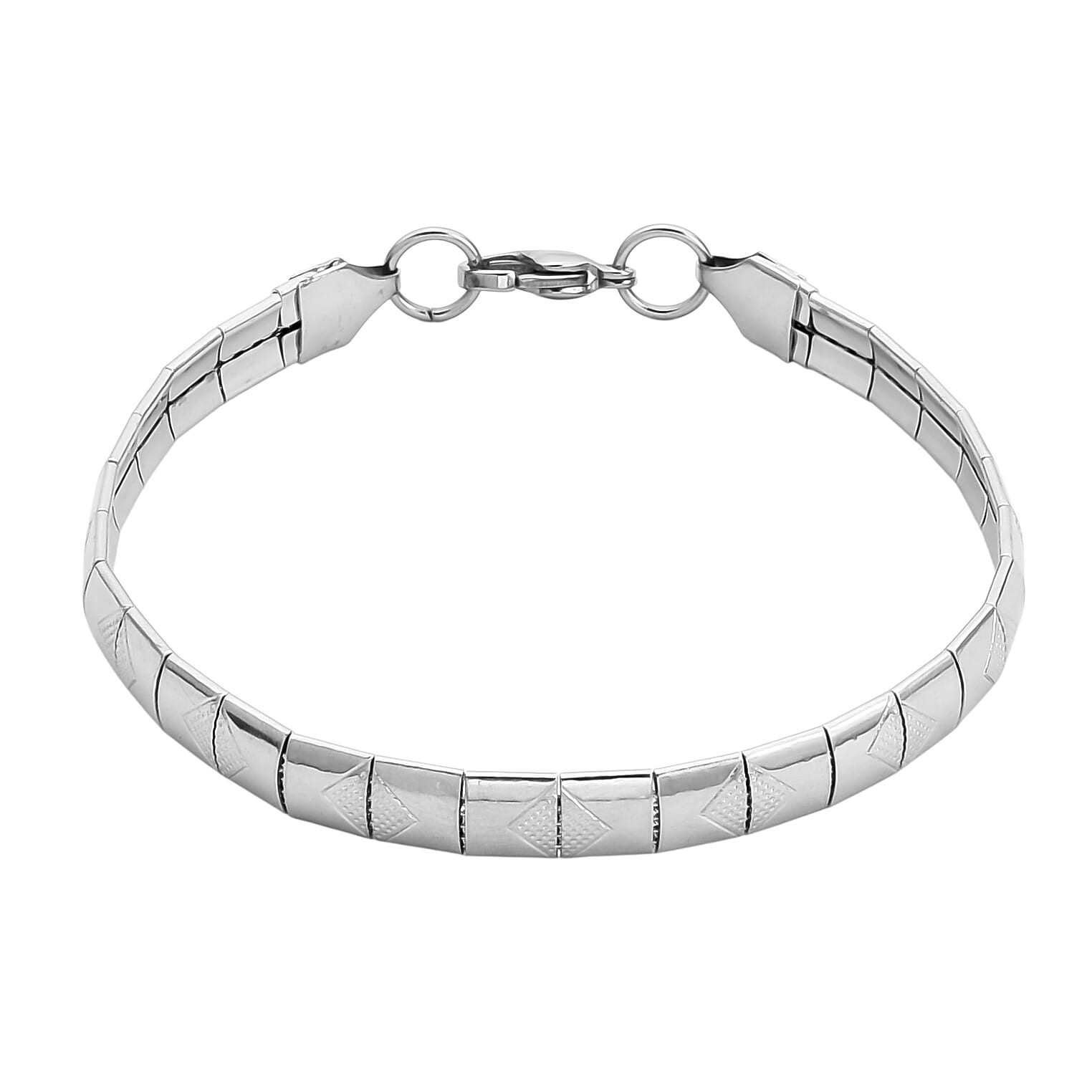 Textured Omega Chain Bracelet in Stainless Steel 7.5-9.5In