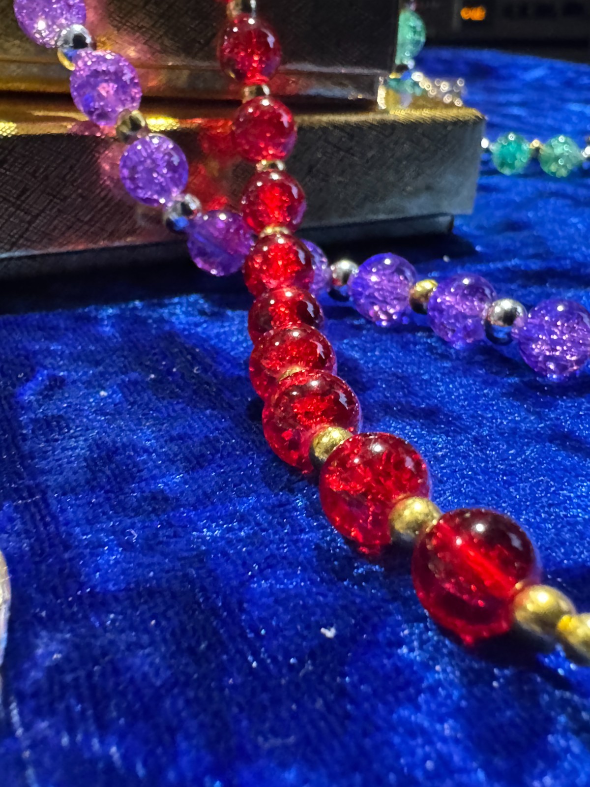Tennis Necklace, Bracelet, Purple or Red 8mm Round Crystal Glass Beads 16.5″ +