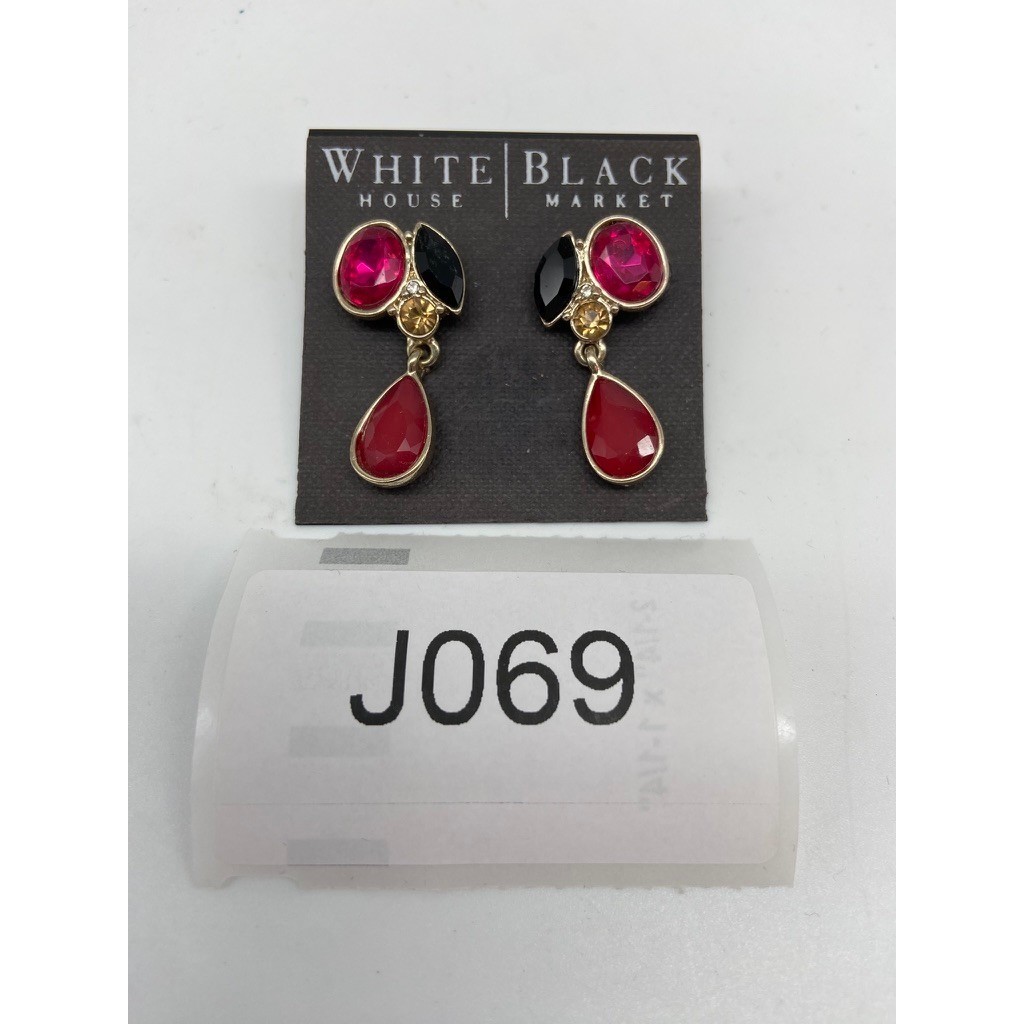 White House Black Market Earrings Red Pink Black Statement Drop 570089533 Gold