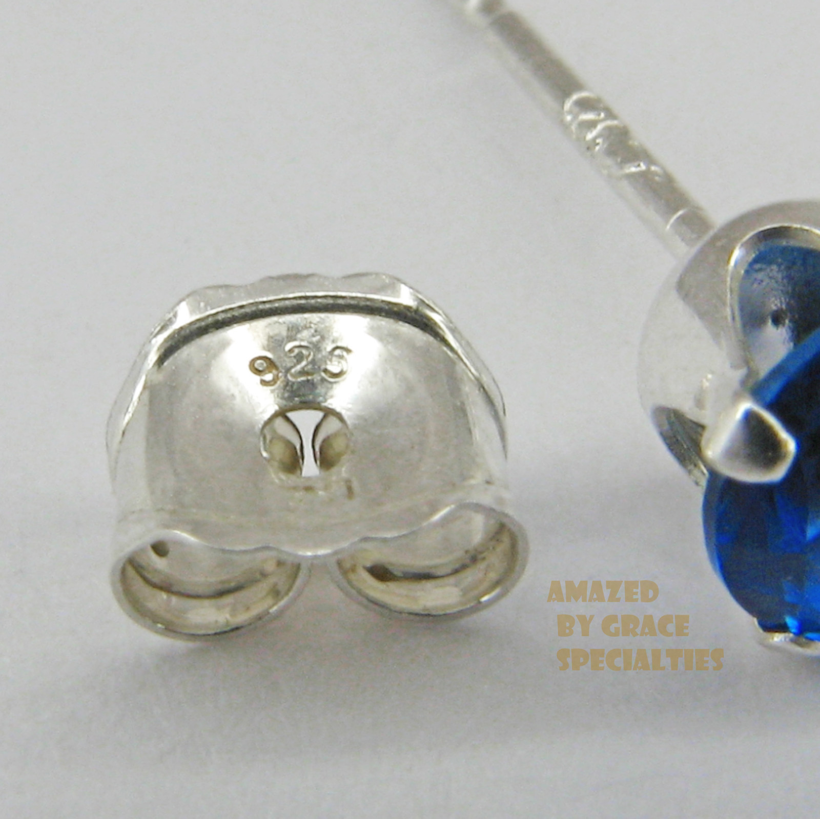 4mm ROUND CZ Sapphire Blue Stud Post Earrings in 925 Sterling Silver – NEW!