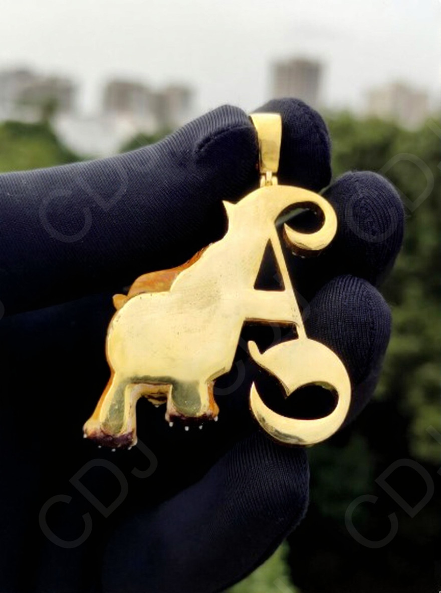 New Arrival New Year Gift For Him Initial Enamel Tiger Charm Pendant 925 Silver