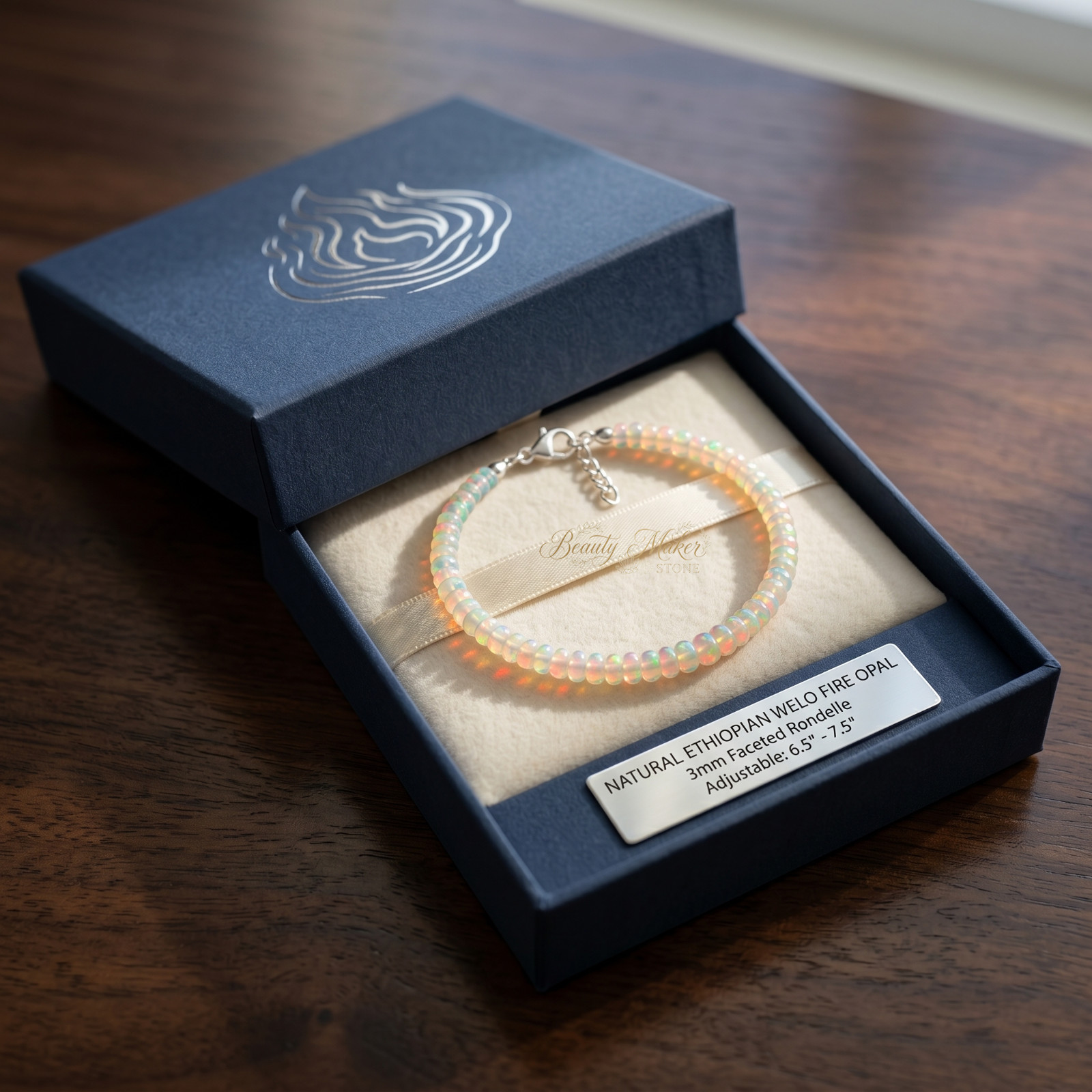AAA Natural Ethiopian Welo Opal Bracelet Rainbow Fire Stone of Hope Gift for Her